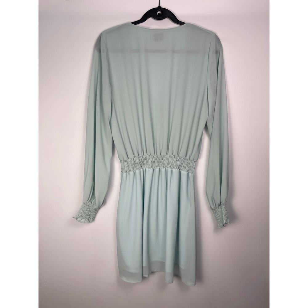 Show Me Your Mumu Adelaide Dress Light Blue Long Sleeve Mini Dress Womens Medium - Picture 7 of 8